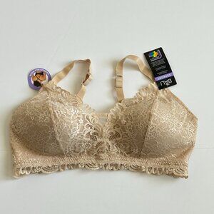 Bali Womens Bra Lace Wireless Size 3XL Beige Latte Lift Color Adjustable DF6591